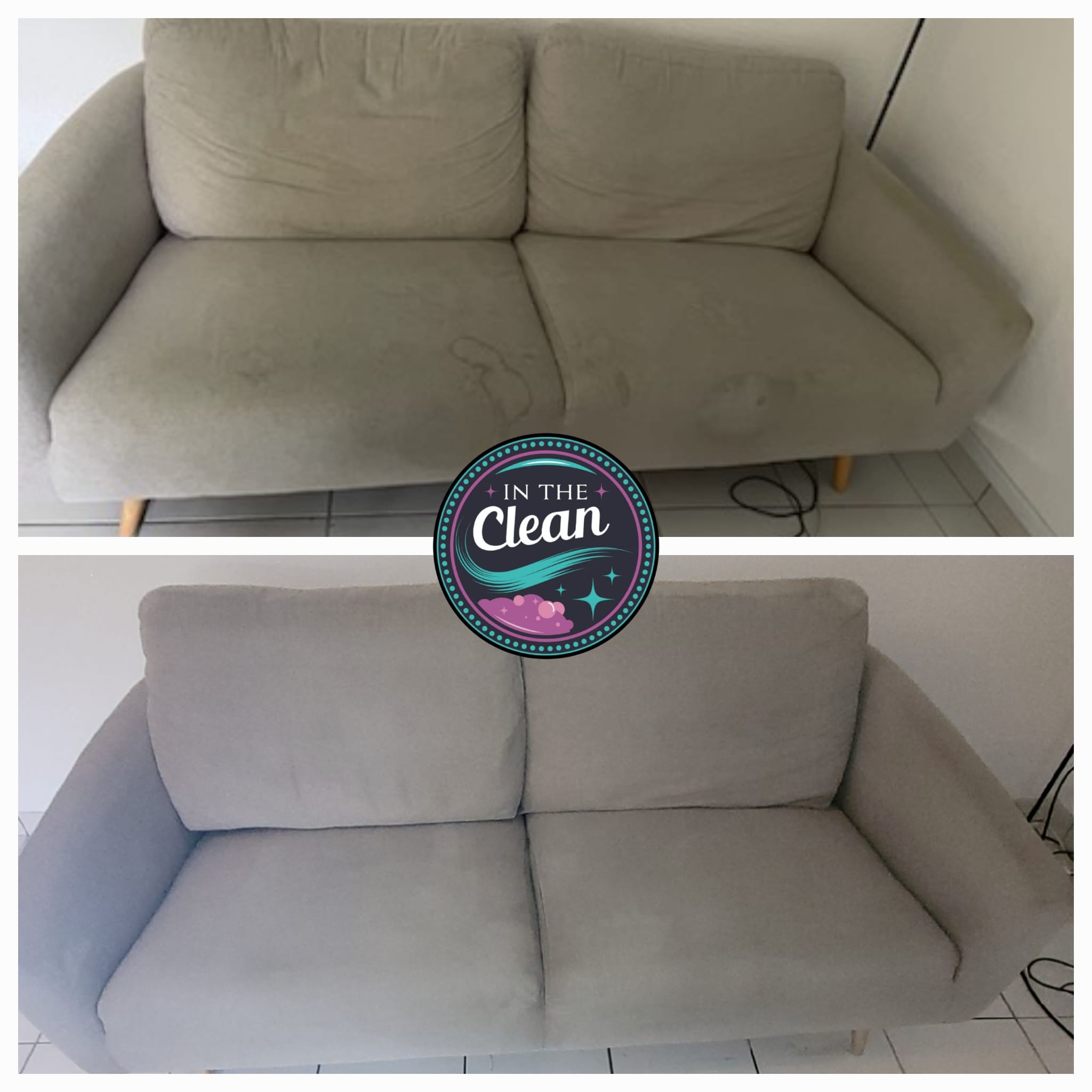 Avant après nettoyage canapé tissu