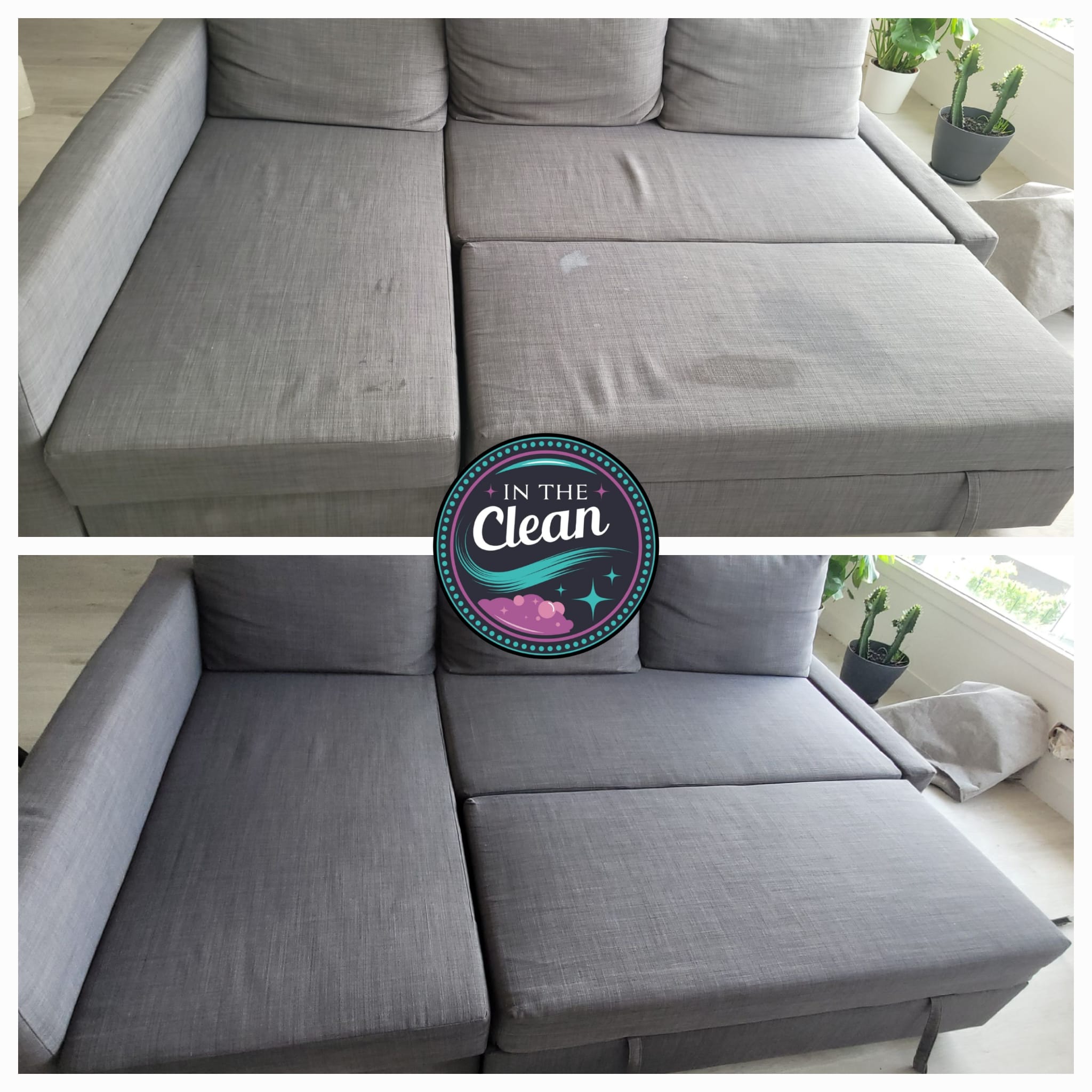 Avant après nettoyage canapé